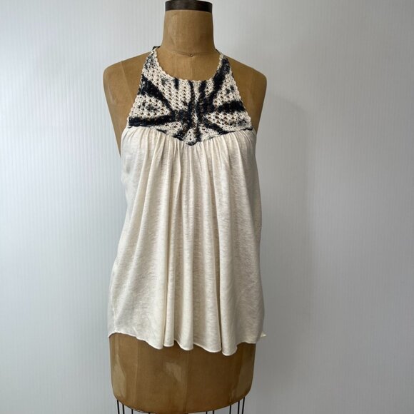 Billabong Blouse Women Small Crochet Sleeveless Halter Tie Beach Party Core Ex - Picture 1 of 11